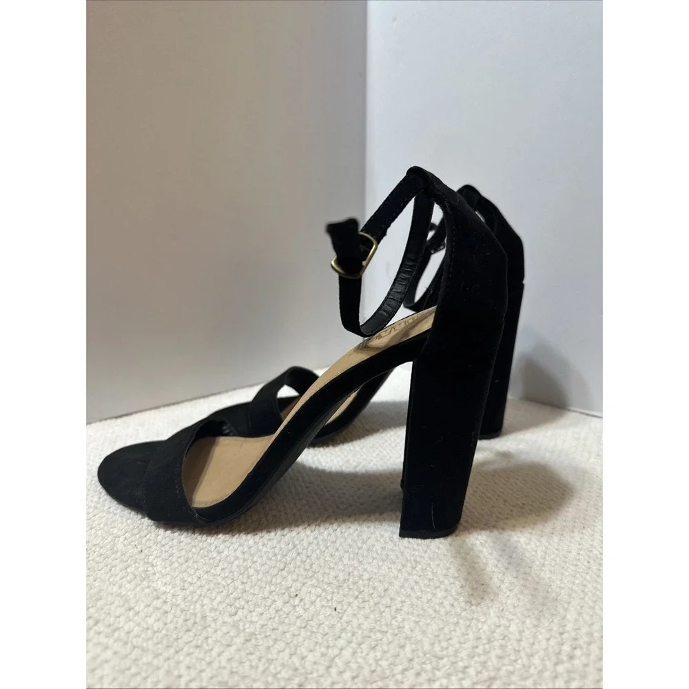 Brash Houston Block High Heel Black Women's Size 9 ‎ Faux Suede Open Toe Strapy